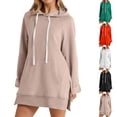 thumbnail image 5 of TANGNADE Oversized Hoodie Dress First Ones Hoodies Women's Casual Pullover Long Sleeve Split Hem, Black S, 5 of 6
