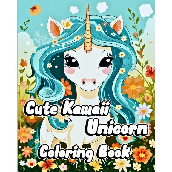 Cute Kawaii Unicorn Coloring book: Magical and Beautiful Unicorn Designs for Girls (Paperback)