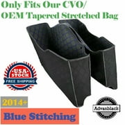 Advanblack Saddlebags Liners Blue Thread Stitching Extended Bags Inserts Fits for 2014+ CVO Hard Saddlebags 2018+ Stock Tapered Bags