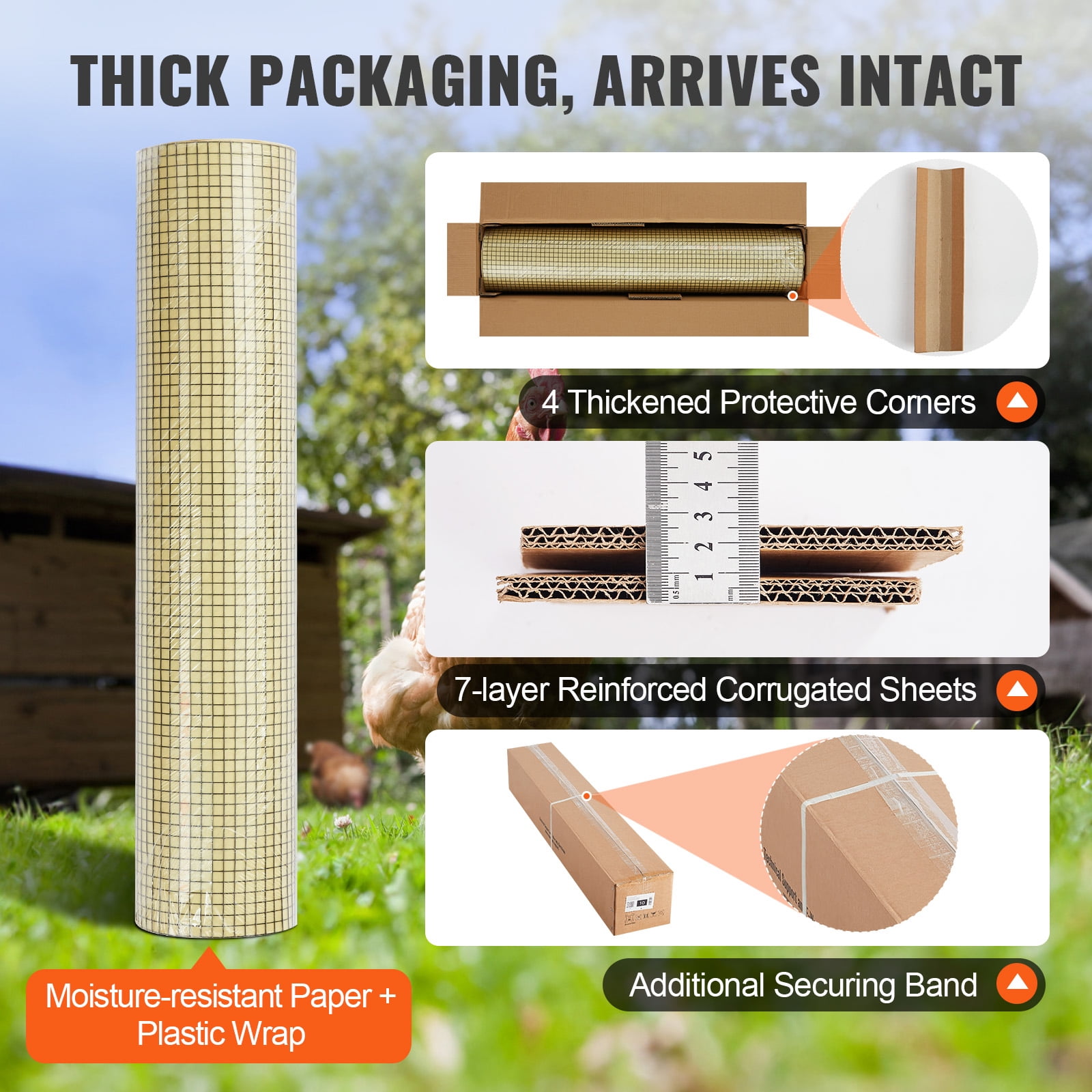 KFFKFF Metal Hardware Fabric, 36'' x 50' Coated Wire Mesh Roll, 19 Gauge Poultry Netting Roll, Vinyl-Infused Metal Wire Grid for Chicken Coop Protection, Rabbit Snake Barriers, Bird Cage Enclosures