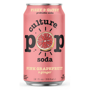 Culture Pop Sparkling Probiotic Soda | 40 Calories per can, Vegan, Non-GMO | 12 Fl Oz Cans (Grapefruit, Pack of 24)