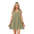 thumbnail image 2 of Women's Sleeveless V-Neck Mini Dress Beach Casual Sundress Summer Vacation Outfit Gray-green XS, 2 of 7