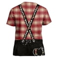 thumbnail image 6 of XIAOCHA Reddish Plaid Oktoberfest Suspender Graphic T Shirt For Women Crew Neck Short Sleeve Party Top, 6 of 7