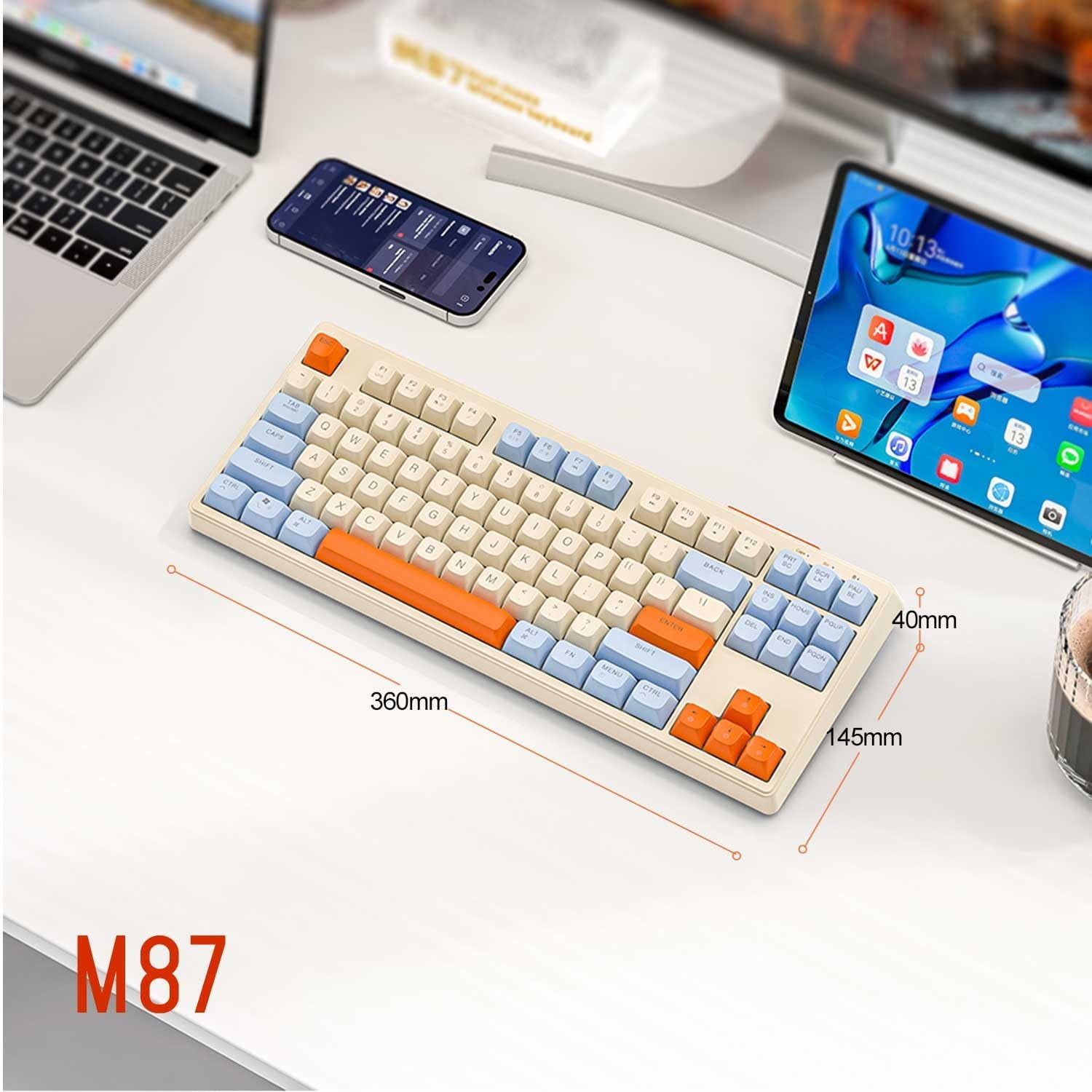 ATTACK SHARK Gaming Keyboard with Dual Mode Bluetooth 5.0/2.4Ghz TLK Mechanical Feeling Keyboard Mac,Rechargeable Anti-ghosting PBT 75% Wireless Keyboard Backlit for Silent Office/Gaming-Blueberries