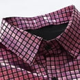 thumbnail image 4 of Metallic Shiny Shirt for Men 2025 Funky Trendy Button Down Short Sleeve Tops Night Out Party Beach Shirt Lapel Collar, 4 of 5