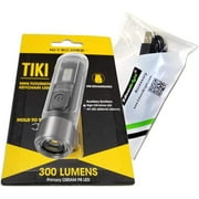 Nitecore TIKI 300 lumen micro USB rechargeable keychain flashlight with EdisonBright brand USB charging cable