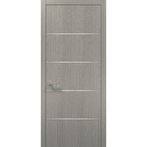Modern Wood Interior Pre-Hung Door with Hardware | Planum 0020 Grey Oak | Single Panel Frame Trims | Bathroom Bedroom Sturdy Doors-28" x 80"