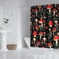 thumbnail image 2 of Red Mushroom Leaf Black Pattern Shower Curtain 84"x72" ,Bathroom Decorative Shower Curtains Set with 12 Hooks,Modern Waterproof Washable Shower Curtain, 2 of 6