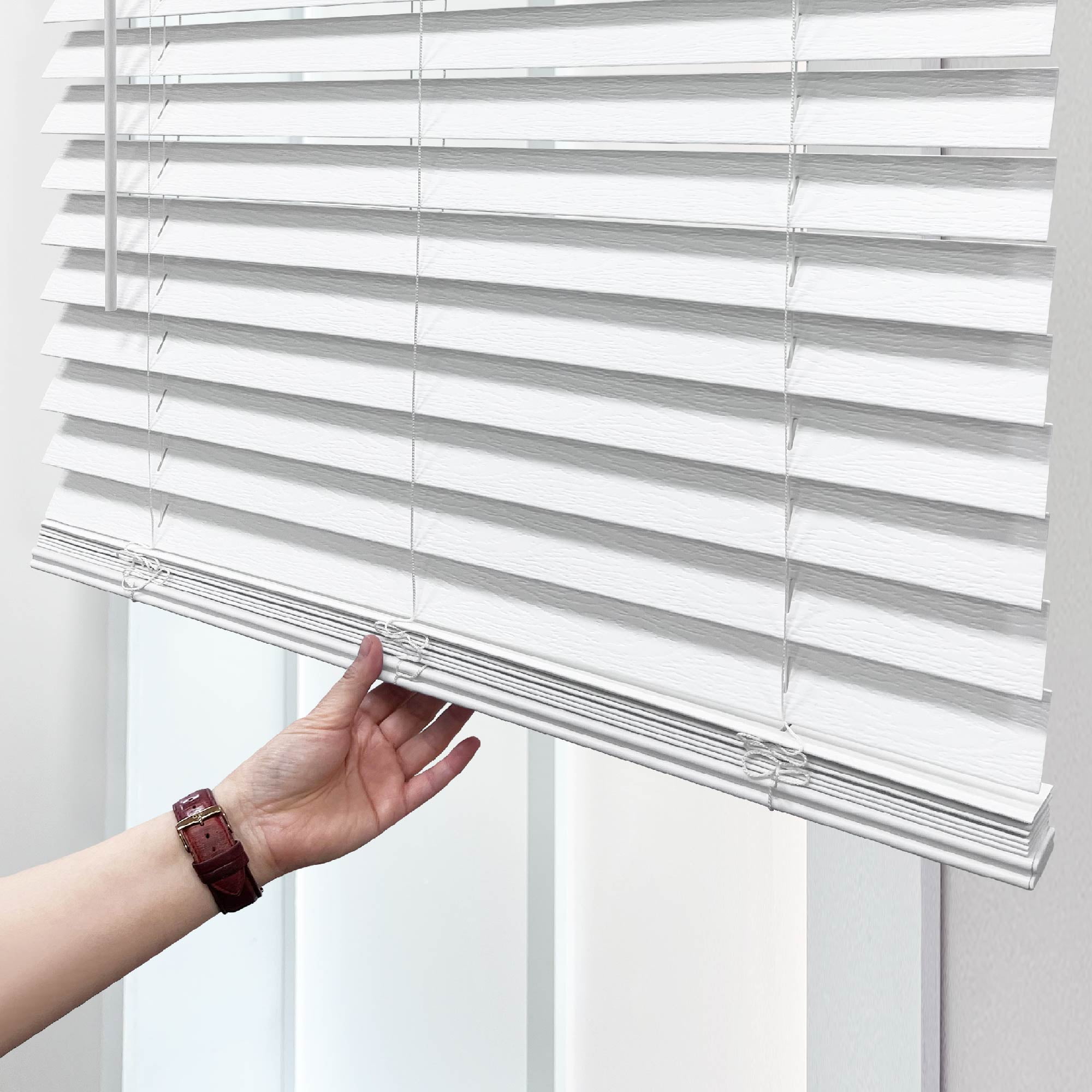 Regal Living White Cordless Room Darkening Textured Faux Wood Blinds, 34" W x 48" L
