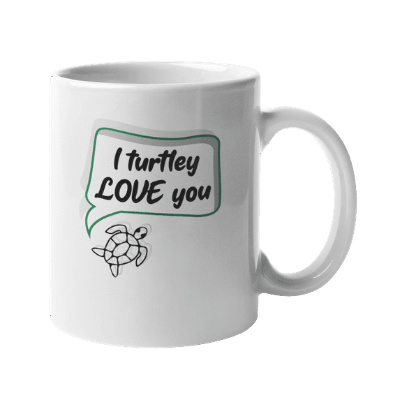 I Turtley Love You, Turtle Pun for Valentines Day Coffee & Tea Gift Mug (11oz)