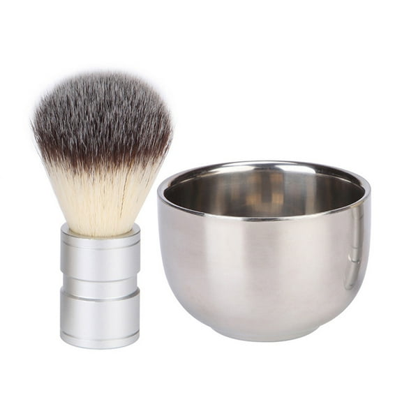 Soimiss 2pcs Beard Brush Cleaning With Mixing Bowl For Men Durable Nylon Beard Brush And Metal Bowl And Cleaning