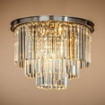 thumbnail image 4 of 6-Lights Mid-Century Modern Satin Nickel 3-Tier Round Fringe Crystal Flush Mount, 4 of 5