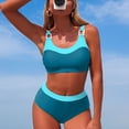 thumbnail image 4 of Duqingm Womens Bathing Suits Women's Tie Back Padded High Cut Bralette Bikini Set Two Piece Swimsuit Blue,L, 4 of 7