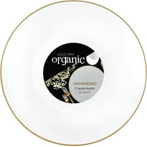 Disposable 7" Organic Hammered Collection White with Gold RIM Plastic Salad /Desert Plates for Elegant parties, Weddings & All occasions.: 40CT