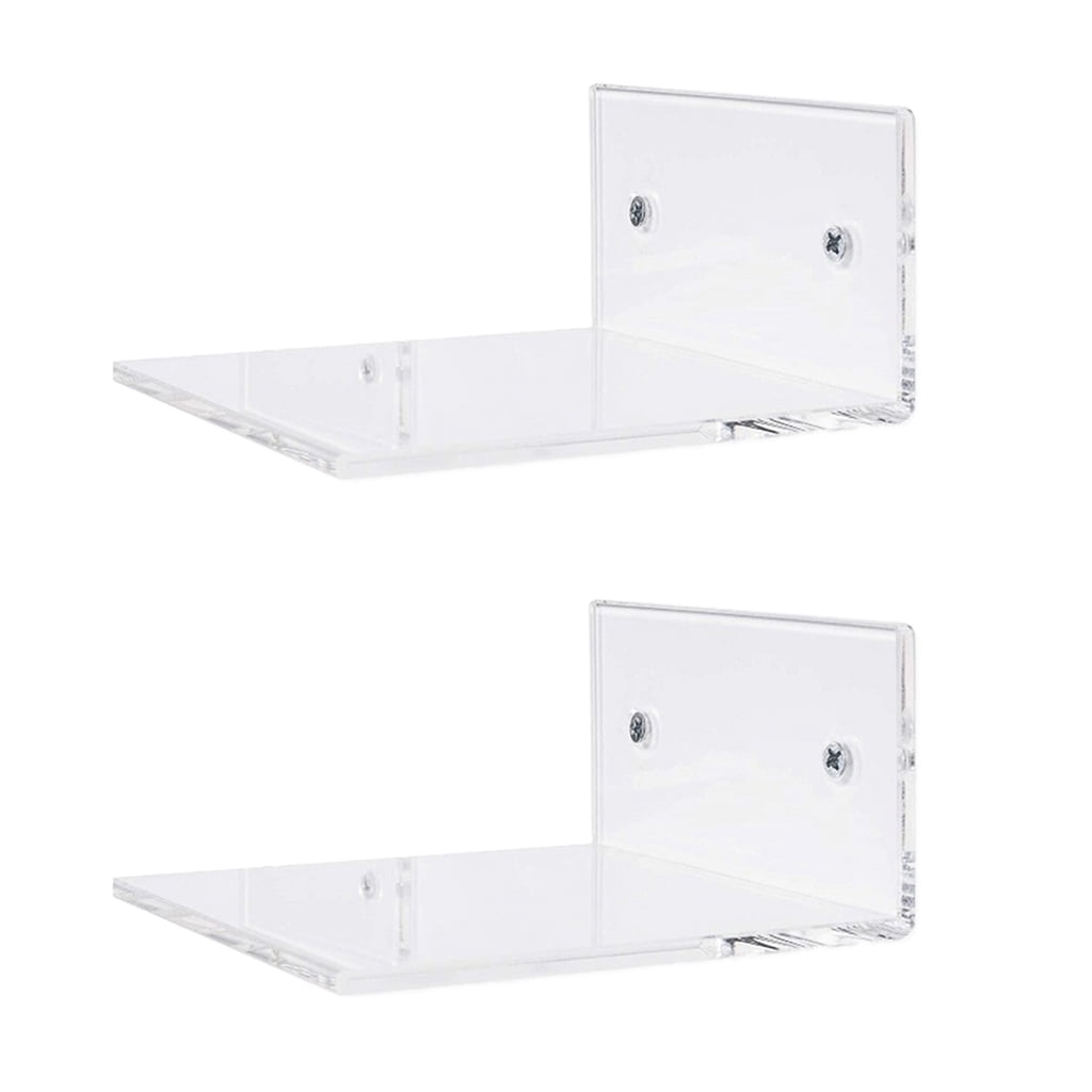 3 Pack Small Floating Shelves for Wall, 4'' Small Adhesive Wall  Shelves,Acrylic Mini Wall Shelf for Bedroom, Bathroom, Living Room, Office  (2 Types of