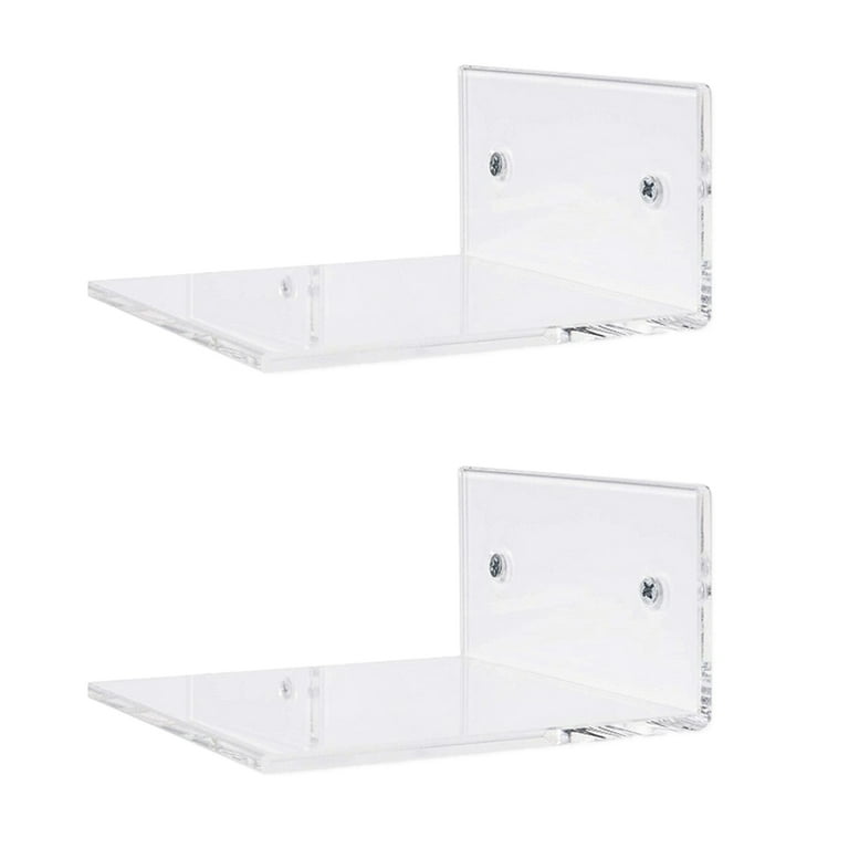 Yulejo 6 Pieces Small Adhesive Wall Shelves, 4 in Clear Floating Shelves  Ledges, Acrylic Display Shelf Flexible Use of Wall for Kitchen Room Bedroom