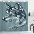 thumbnail image 1 of Ambesonne Animal Shower Curtain, Wild Exotic Wolf Image, 69"Wx84"L, Slate Blue, 1 of 3