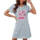 thumbnail image 4 of Camisón corto de talla grande para mujer, camisón de manga corta con estampado de pecho a la moda, camisón para mujer, 4 of 5