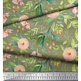 thumbnail image 2 of Soimoi Green Poly Georgette Fabric Leaves & Ranunculus Floral Printed Craft Fabric by the Yard 52 Inch Wide, 2 of 3