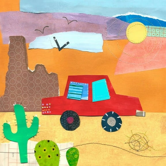 Oopsy Daisy's On the Road- Desert Canvas Wall Art, 14x14