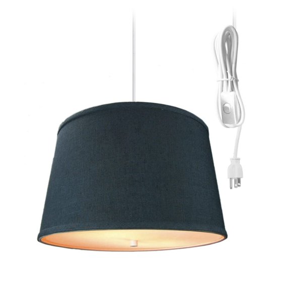 HomeConcept Suspension à 2 Lumières 16 Pouces L Bleu Ardoise Texturé avec Diffuseur, Cordon Blanc