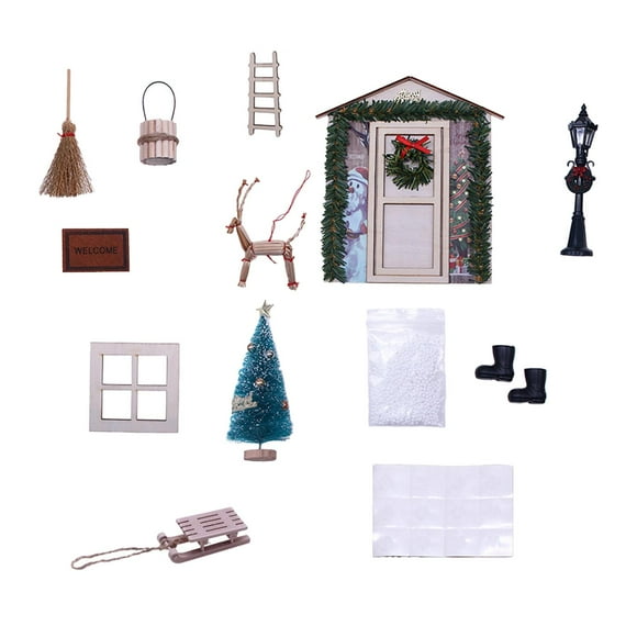 1:12 Mini House Door Decoration Set Dollhouse Decoration Accessories Broom Model