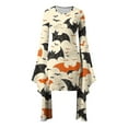 thumbnail image 5 of Women's Casual Halloween Dress Printed Casual Long Sleeve Round Neck Pullover Patchwork Dress, 5 of 5