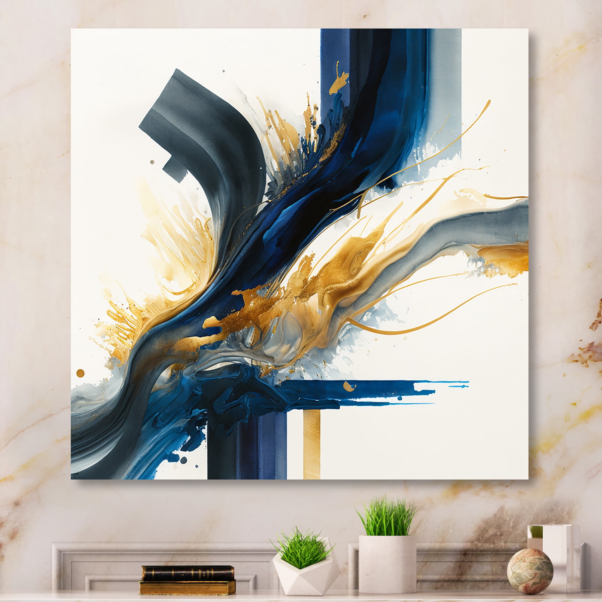 Designart Stylish Spiral Abstract I Canvas Wall Art