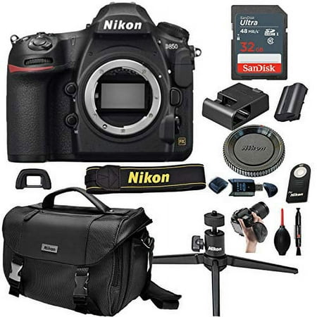 Image of Nikon D850 DSLR Camera with Body (No Lens) + 32GB Card Tripod Case and More (13pc Bundle)