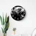 thumbnail image 4 of 12 Inch Wall Clock Battery Operated Silent Clock Decorative for Office, Kitchen, Outdoor, Living Room，Black and White Linear Draw Bear Cute Design, 4 of 4