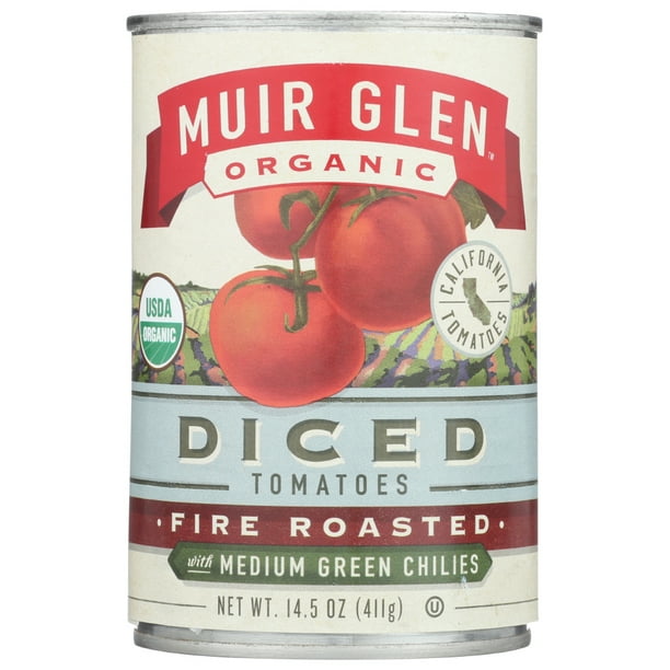 Muir Glen Fire Roasted Diced Tomatoes With Green Chilies Green Chilies