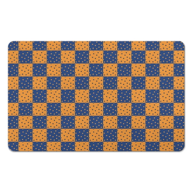Stylish Long Bath Mat: Checkered, Non-Slip Bathroom Runner Rug. Soft, Absorbent Microfiber. Machine Washable Floor Mats for Bathtub Showers, 20x32in