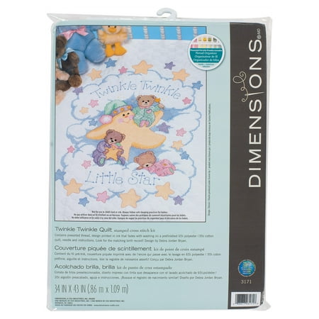 UPC: 0088677031718 | Simplicity Twinkle Twinkle Quilt Stamped Cross Stitch Kit by Dimensions  Poly/Cotton Blend  34X43 Inches
