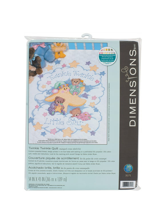 Simplicity Twinkle Twinkle Quilt Stamped Cross Stitch Kit by Dimensions, Poly/Cotton Blend, 34X43 Inches