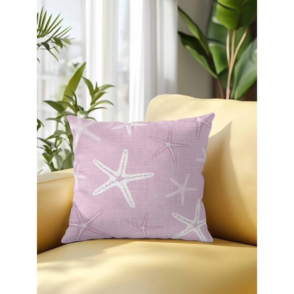 Outdoor Pillows Waterproof, Vintage Pink Starfish Bedding Throw Pillows with Insert for Couch Sofa Bed, Summer Coastal Beach Marine Life 18x18 Inch Pillowcases Decorative Patio Pillow Set of 1
