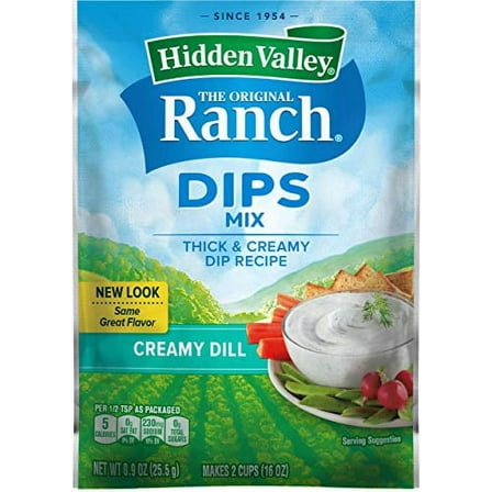 Hidden Valley Dips Mix Creamy Dill .9 oz Packets (Pack of 6)