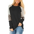 thumbnail image 1 of Blusas con estampado de leopardo y manga larga con bloques de color para mujer, camisas casuales holgadas a rayas con cuello redondo, blusas tipo túnica, 1 of 4