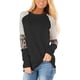thumbnail image 1 of Blusas con estampado de leopardo y manga larga con bloques de color para mujer, camisas casuales holgadas a rayas con cuello redondo, blusas tipo túnica, 1 of 4