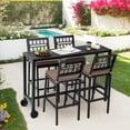 thumbnail image 2 of TPHORK 5 Piece Patio Bar Dining Set,Outdoor 55" Durable Bar Height Table & Cushioned Bar Stools of 4,Metal Bar Table and Chairs Set for Balcony, Backyard, Porch, Poolside, 2 of 7