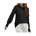 thumbnail image 3 of Female Fall Sweaters Lace Peplum Mock Neck Cozy Sweater Pullover Black L, 3 of 9