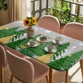 thumbnail image 3 of Grey Christmas Tree Table Cloths for 3 Foot Rectangle Tables, Green Golden Xmas Tree Snowflake Winter Patio Waterproof Elastic Fitted Tablecloths, Washable Rectangular Table Cover for Camping, 3 of 8
