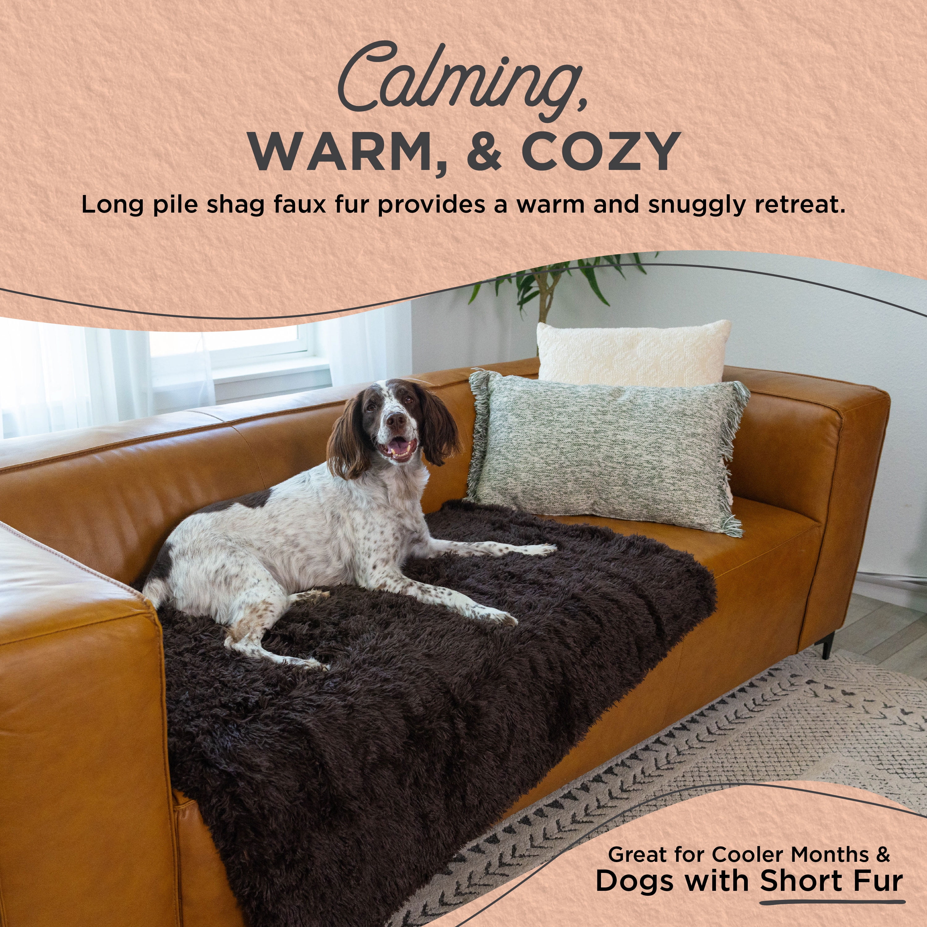 Best Friends by Sheri Calming Shag Dog Blanket – Ultra Soft Faux Fur Pet Throw, Anxiety-Relief, Lightweight Warm Bed Cover for Dogs and Cats, Machine Washable, Dark Brown, 40" x 50"