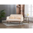 thumbnail image 3 of Luccalily Accent Loveseat Sofa,Velvet Leisure Sleeper Comfy Sofa Couch with 2 Throw Pillow, Accent Sofa Recliner,with 4 Rose Golden Metal Legs,Mid-Century Modern Velvet loveseat Sofa for Living Room, 3 of 9