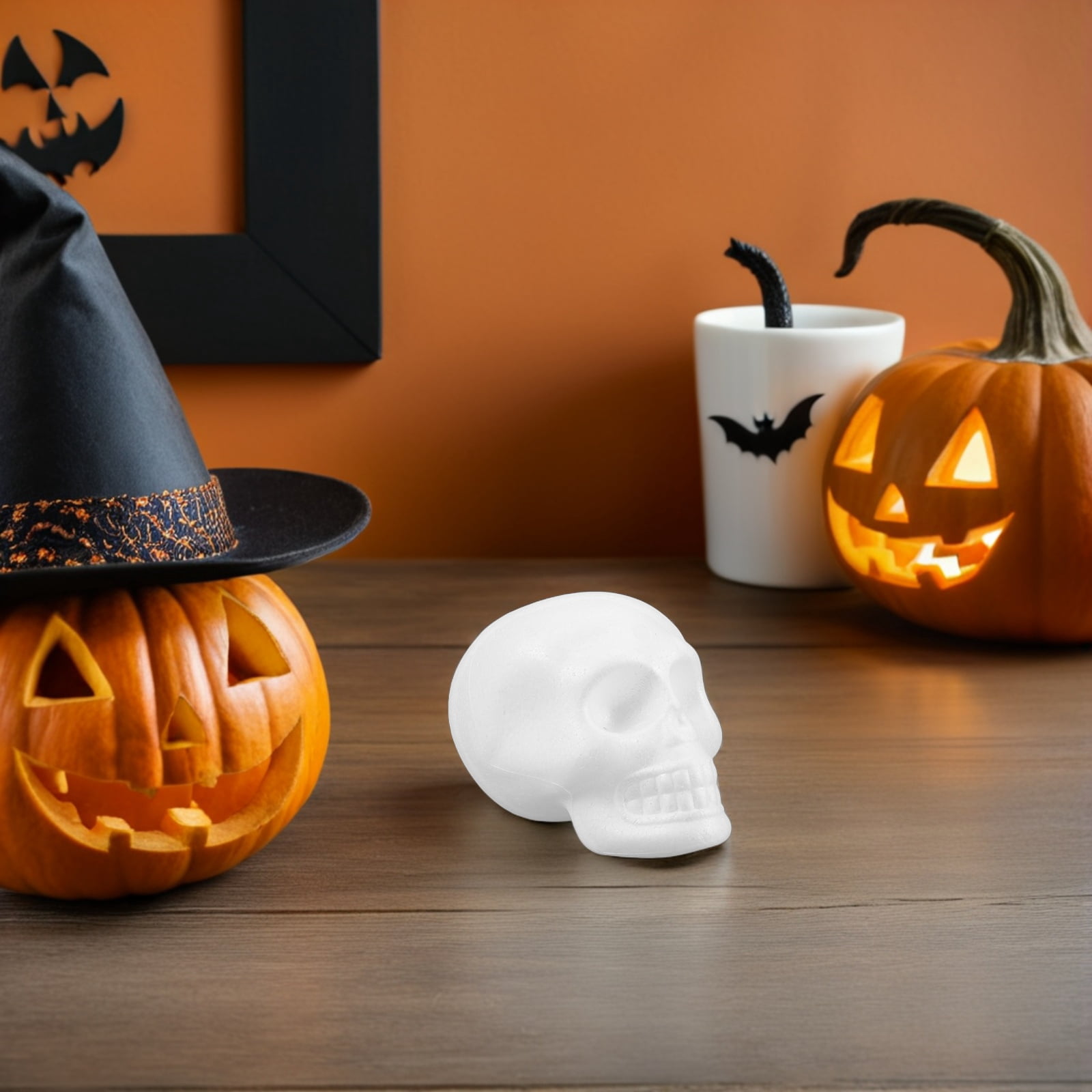 ETHZZLE White Foam Skull Heads for DIY Crafts - Lightweight and Durable Polystyrene Skulls 8Pcs