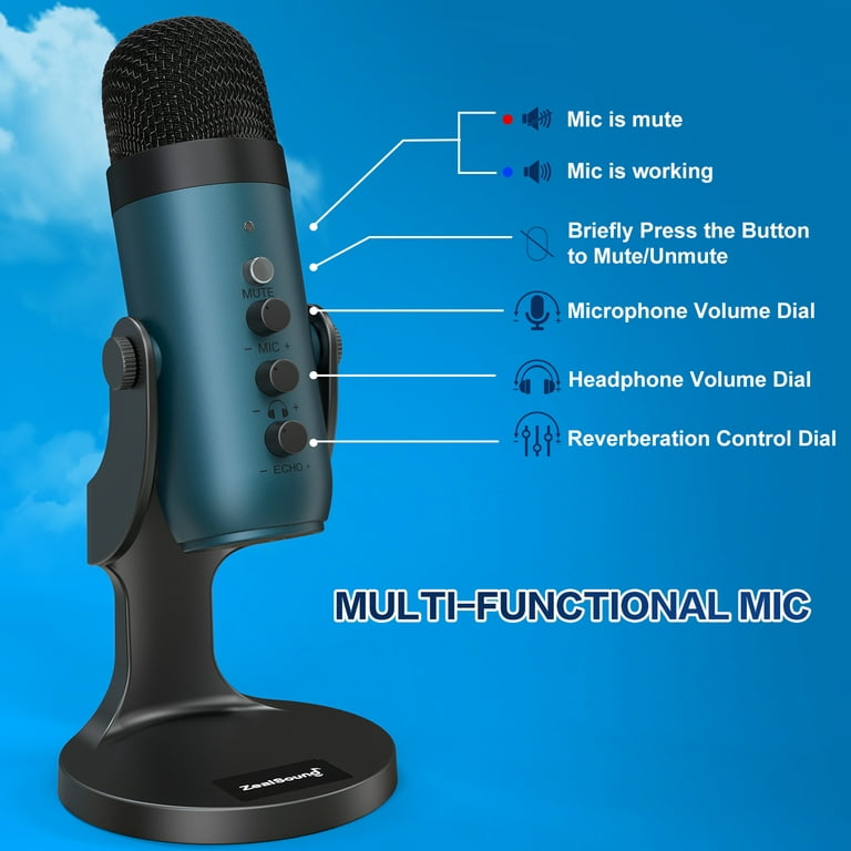 ZealSound Microphone USB Kit, Micro Gaming à Condensateur pour PC