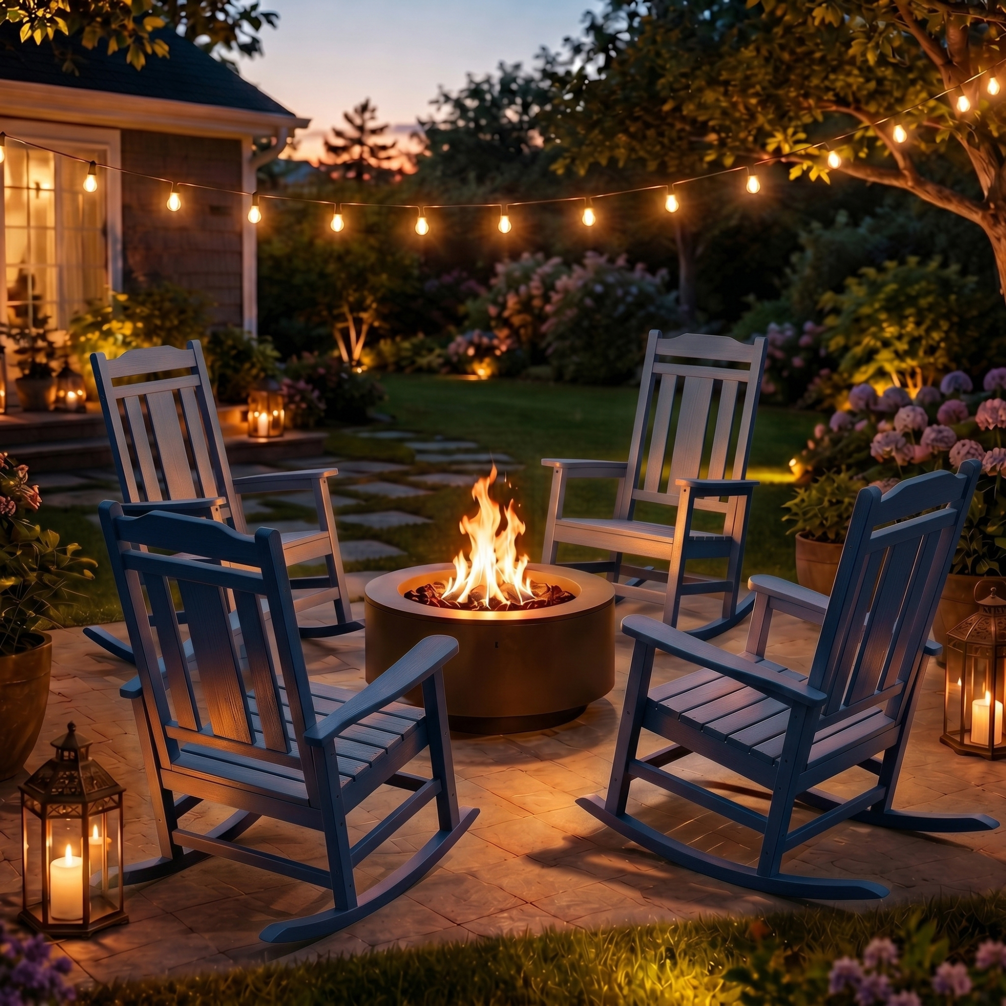 Serwall Oversized Outdoor Rocking Chair, Navy photo 8