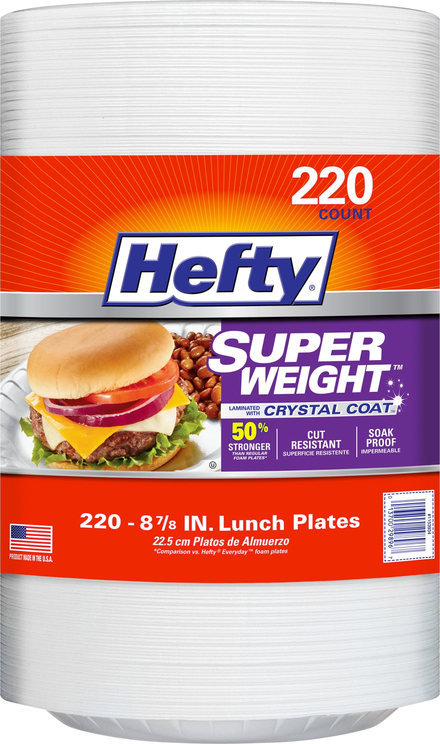 Hefty Super Weight 8 7/8 in Foam Plate, 220-count