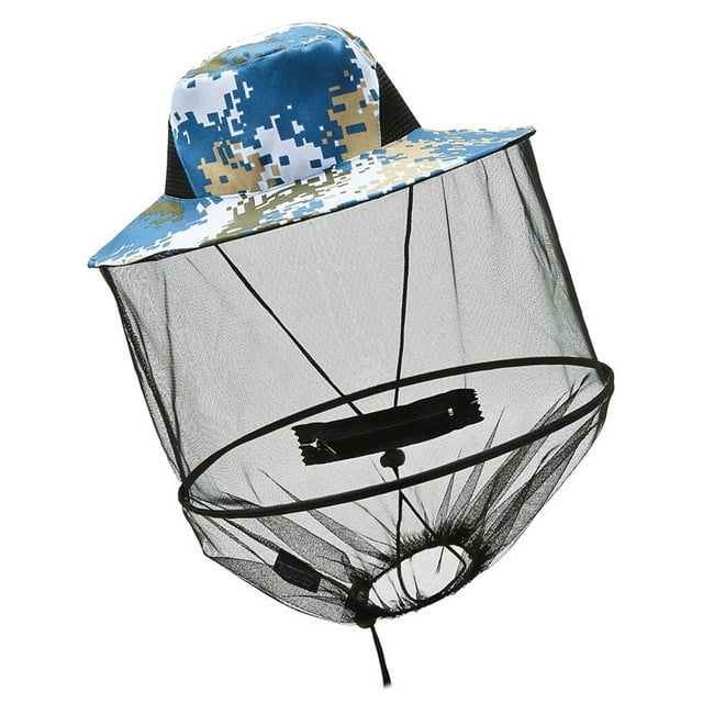 Qarigey Sombrero de malla de poliéster multicolor, suministros de pesca antimosquitos, protección completa, diseño plegable, gorra de red, Sombreros Océano