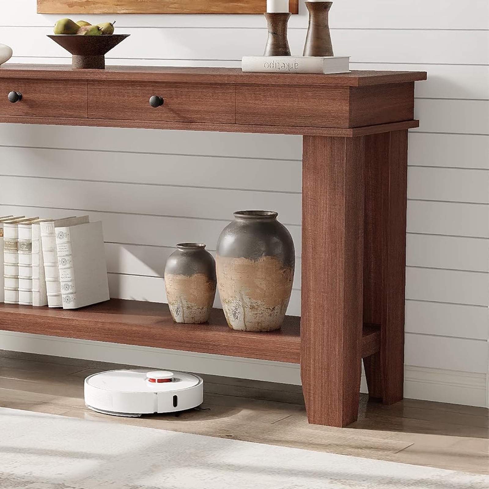 Roromall 54" Wood Console Table with 2 Drawers & Lower Shelf, Farmhouse Sofa Table for Entryway, Hallway, Living Room, Behind Couch