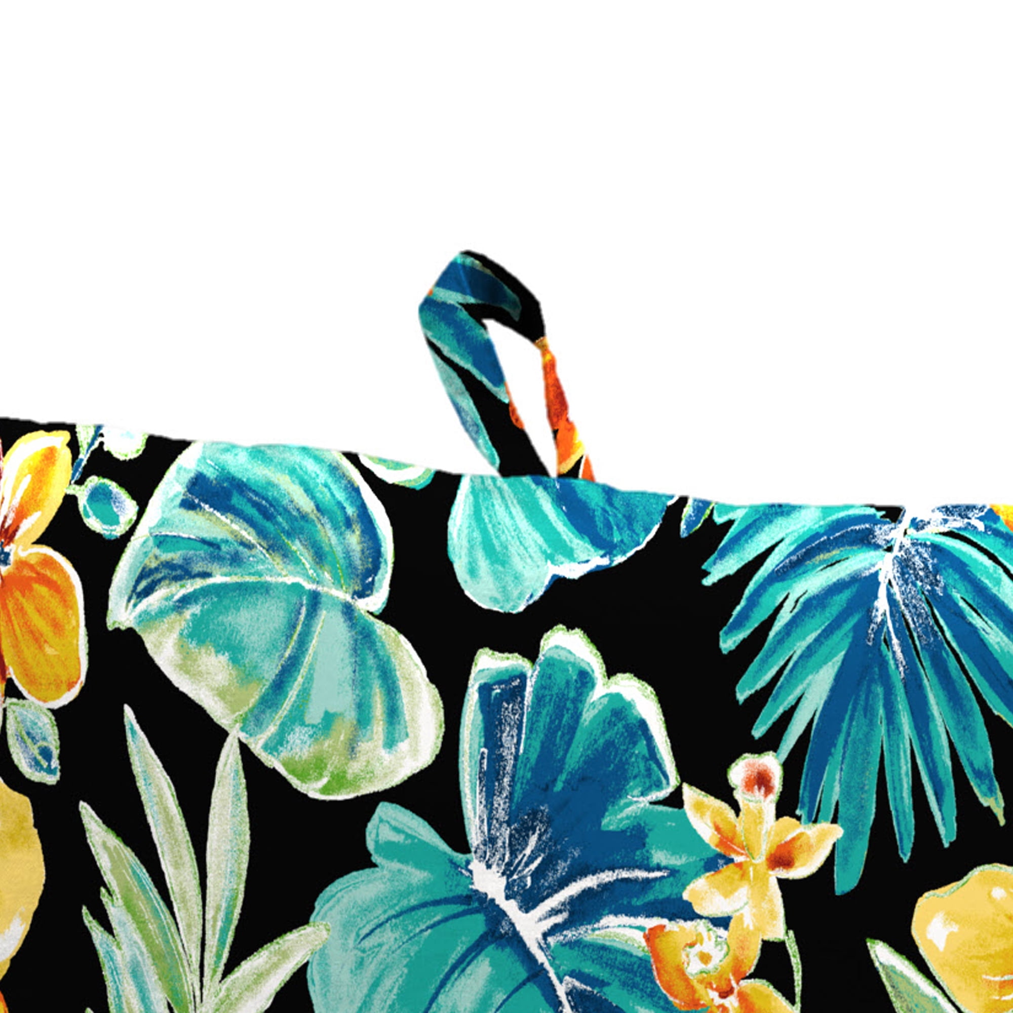 Jordan Manufacturing 44" x 21" Beachcrest Caviar Black Floral Rectangular Outdoor Chair Cushion with Ties and Hanger Loop